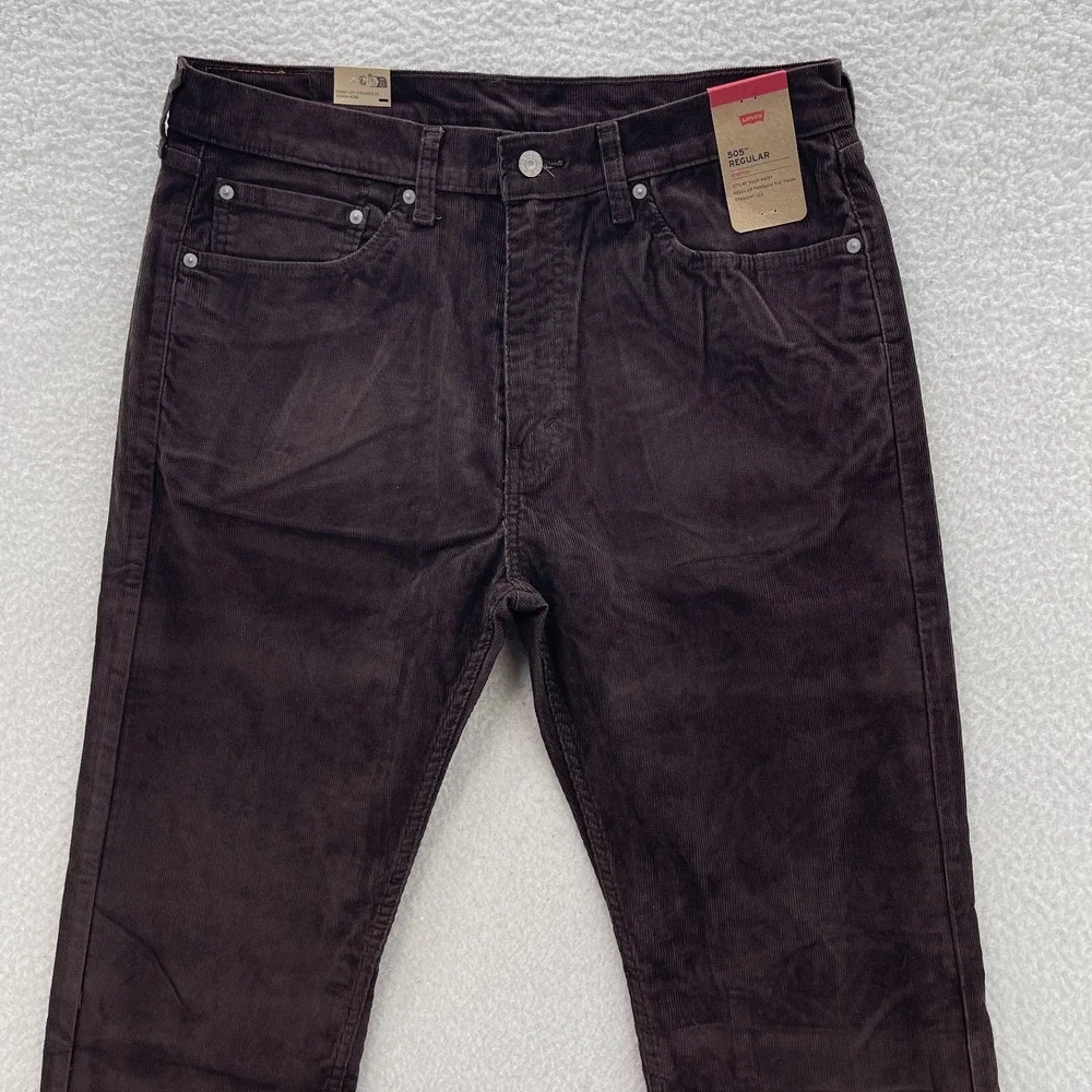 Levi's Pant's Men's 32x30 Brown 505 Corduroy Pinwale Regular Fit Straight Preppy